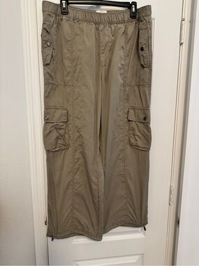 Womens C & C Cargo Pants in Tan - Elastic Waist Utility Style